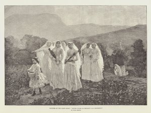 Tableaux au Salon de Paris, Jeunes Filles se Rendant à La Procession - Jules Breton